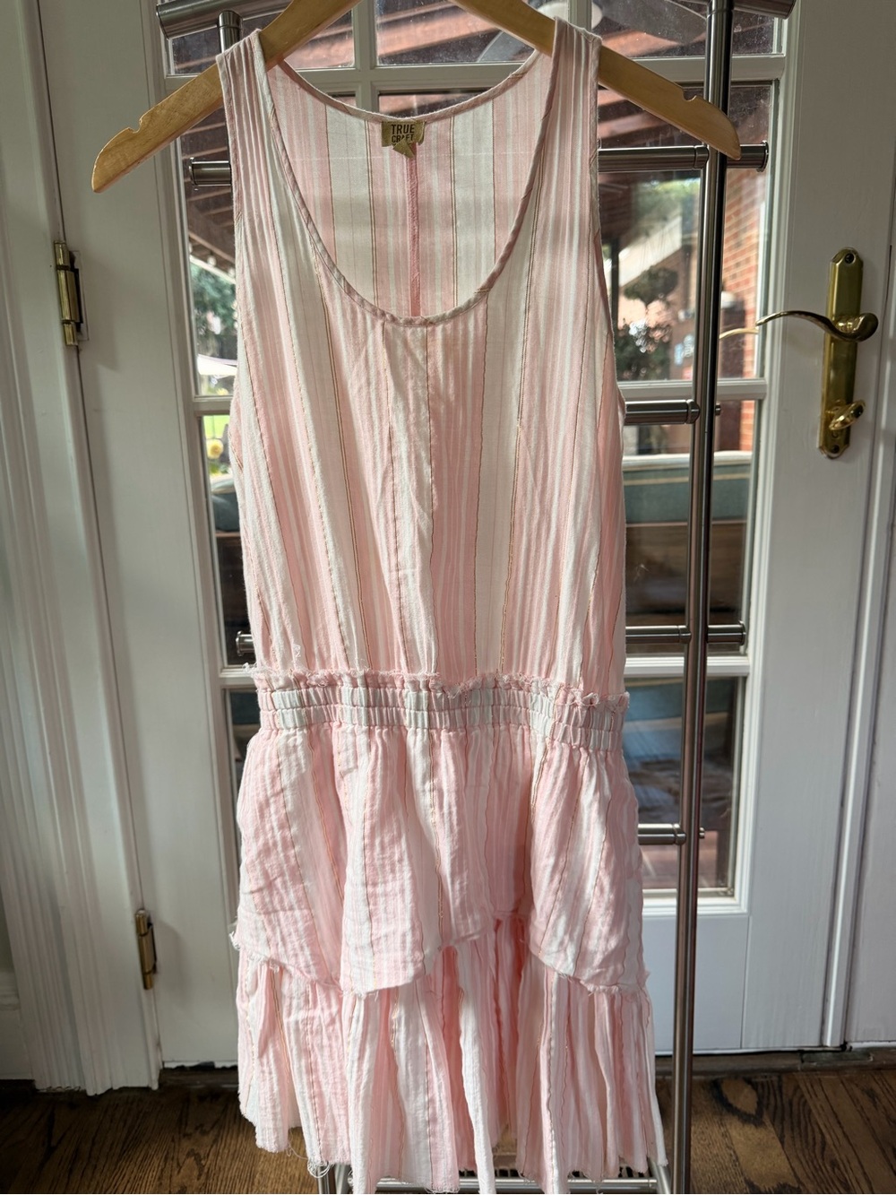 True Craft Light Pink Striped Tiered Sundress